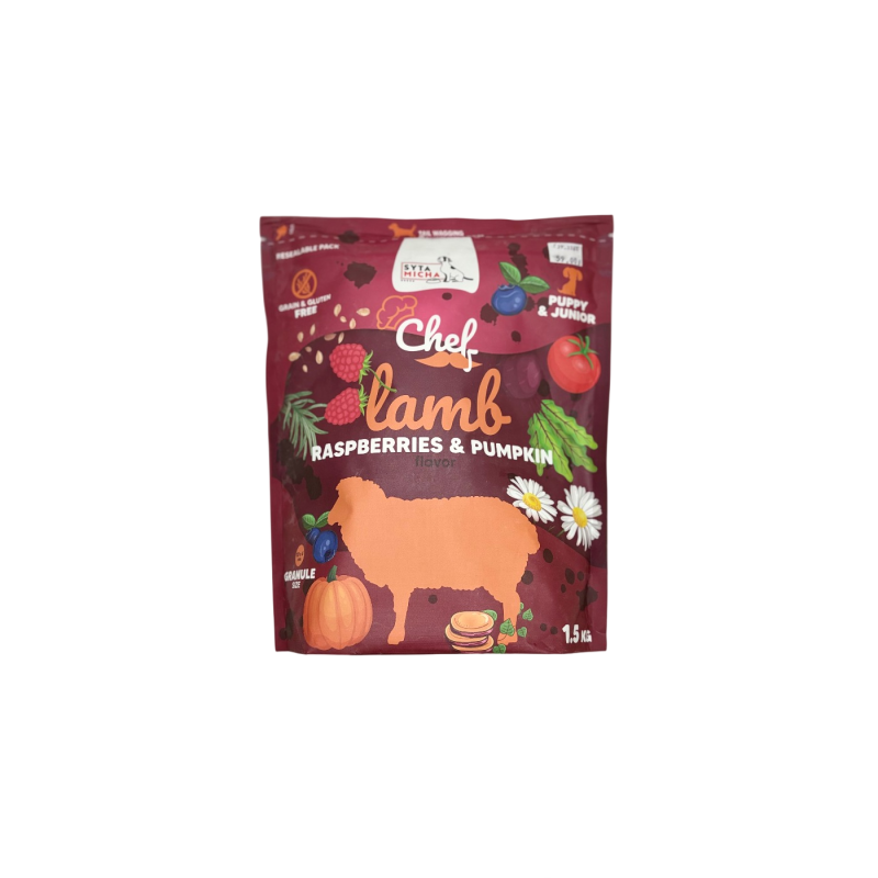 Syta Micha Karma Chef Puppy Jagnięcina Malina Dynia 1,5 kg | Syta Micha