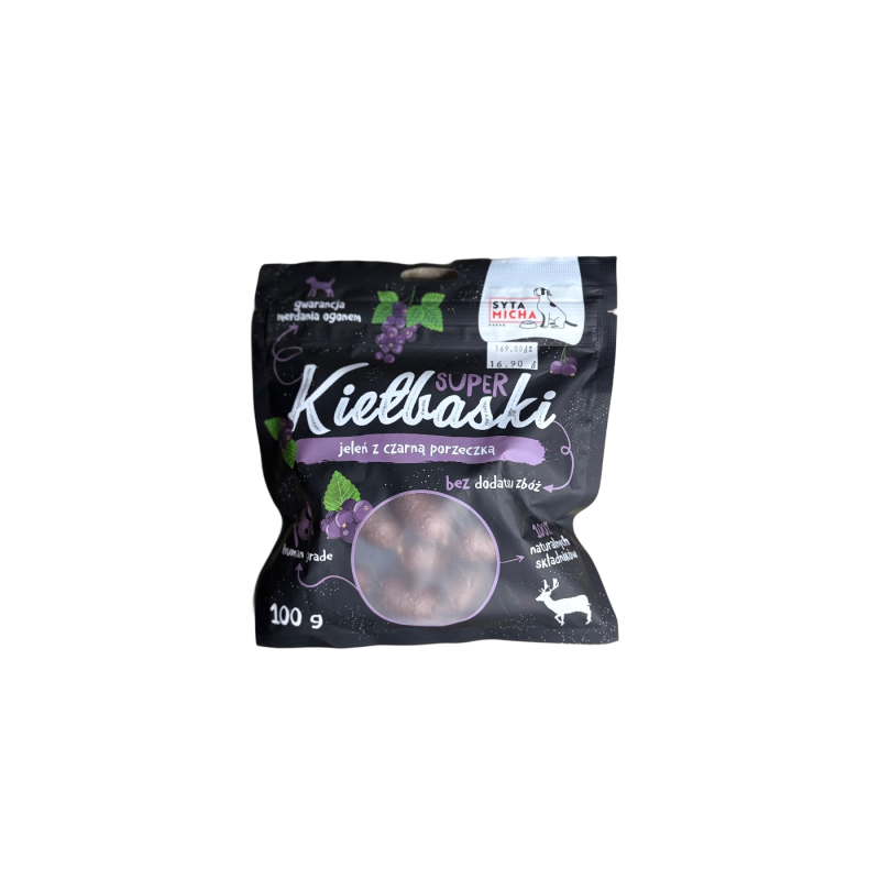 Syta Micha Super Kiełbaski JeleńPorzeczka 100 g | Syta Micha
