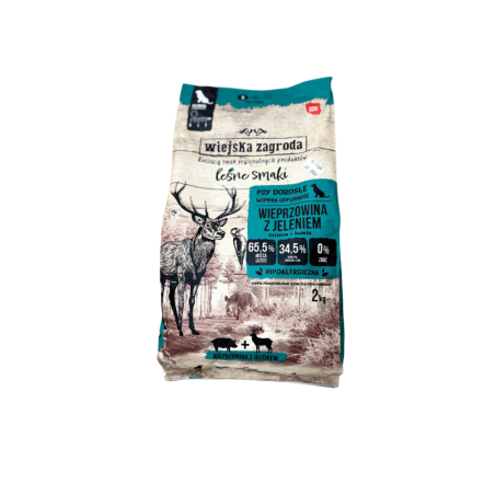 Wiejska zagroda karma sucha wieprzowina z jeleniem 2kg | Wiejska zagroda