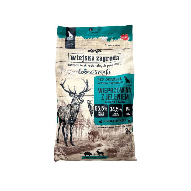 Wiejska zagroda karma sucha wieprzowina z jeleniemiem 9kg | Wiejska zagroda