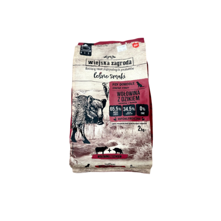 Wiejska zagroda karma sucha wołowina z dzikiem 2kg | Wiejska zagroda