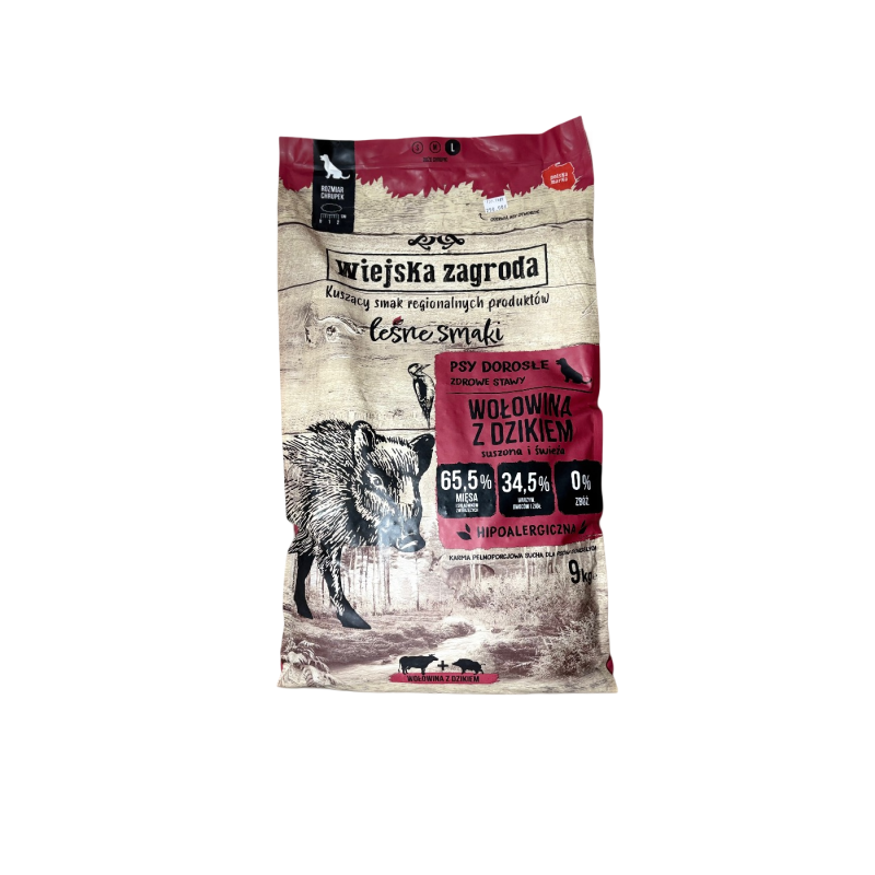 Wiejska zagroda karma sucha wołowina z dzikiemiem L 9kg | Wiejska zagroda