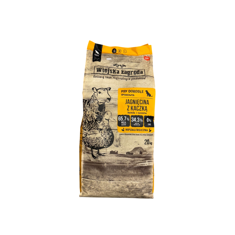 Wiejska zagroda karma sucha jagniecina z kaczka S 20kg | Wiejska zagroda