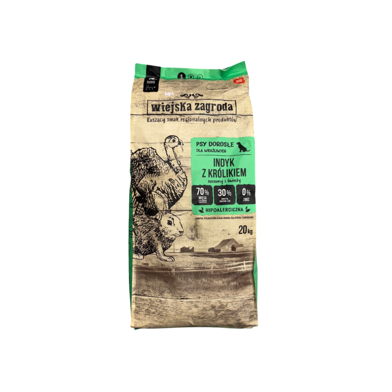Wiejska zagroda karma sucha pies indyk z królikiem S 20kg | Wiejska zagroda