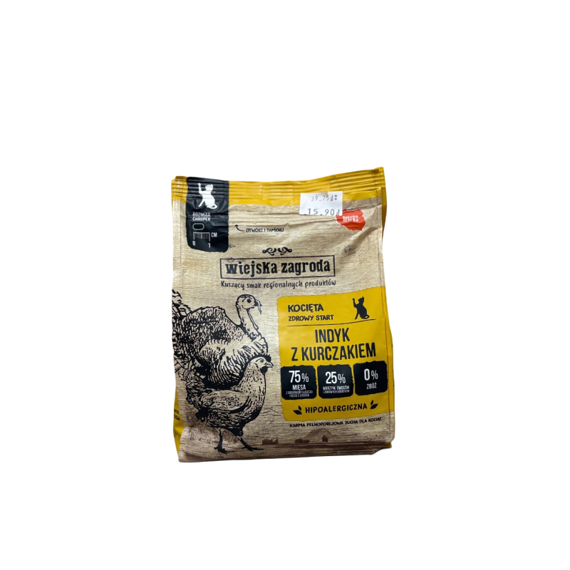 Wiejska zagroda sucha dla kota indyk z kurczakiem 400g | Wiejska zagroda