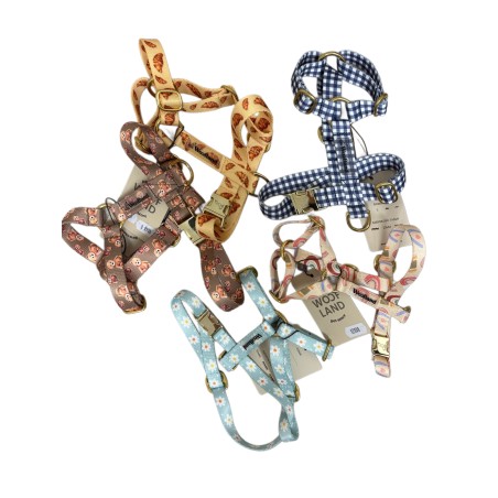 Woofland Szelki Guard Złote Okucia Rainbow, Daisy, Croissant, Teddy Bear XS15mm | Woofland