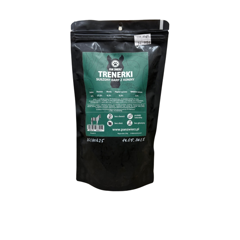 Pan Zwierz Trenerki Suszony BARF z Koniny 250g | Pan zwierz