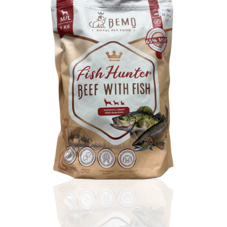 Bemo Karma Sucha dla Psa Fish Hunter Wołowina i Ryby S/M 1kg | Bemo