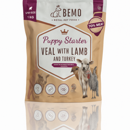 Bemo Karma Sucha dla Szczeniąt Puppy Starter Cielęcina Jagnięcina Indyk 1kg | Bemo