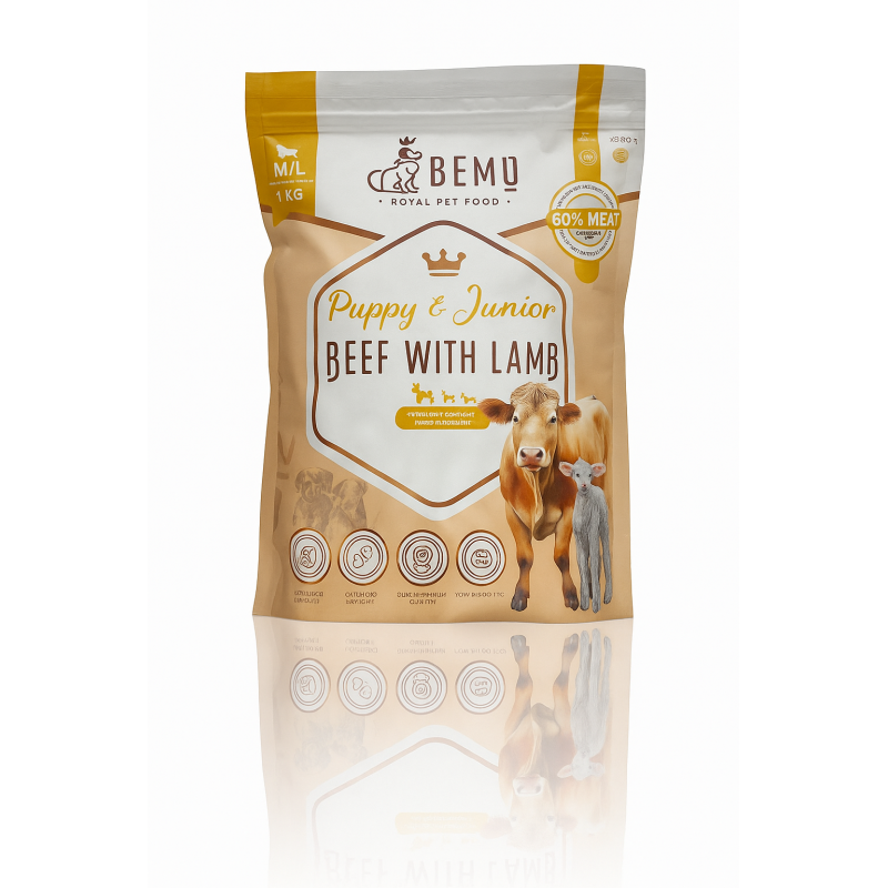 Bemo Karma Sucha dla Szczeniąt Puppy & Junior Wołowina i Jagnięcina M/L 10kg | Bemo