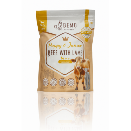 Bemo Karma Sucha dla Szczeniąt Puppy & Junior Wołowina i Jagnięcina M/L 1kg | Bemo