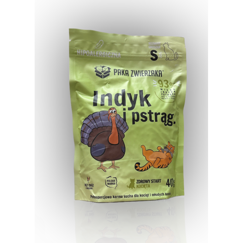 Paka Zwierzaka Karma Dla Kociąt Indyk I Pstrąg 400g | Paka Zwierzaka