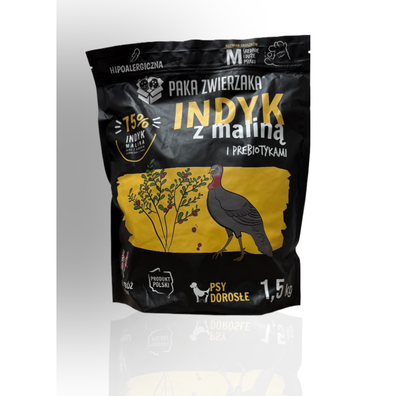Paka Zwierzaka Karma Indyk Z Maliną M 1,5kg | Paka Zwierzaka