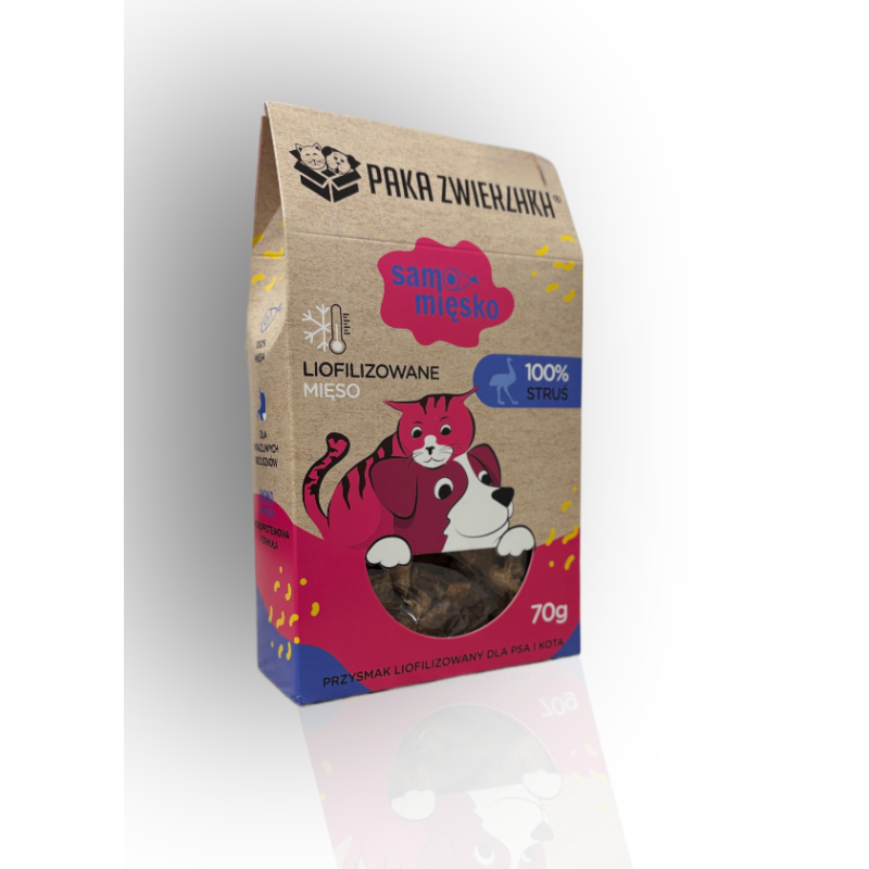 Paka Zwierzaka Liofilizowane Mięsko Struś 70g | Paka Zwierzaka