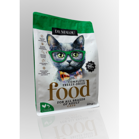 Dr Malou Karma Liofilizowana Dla Kota Kurczak Z Łososiem 500g | Dr Malou