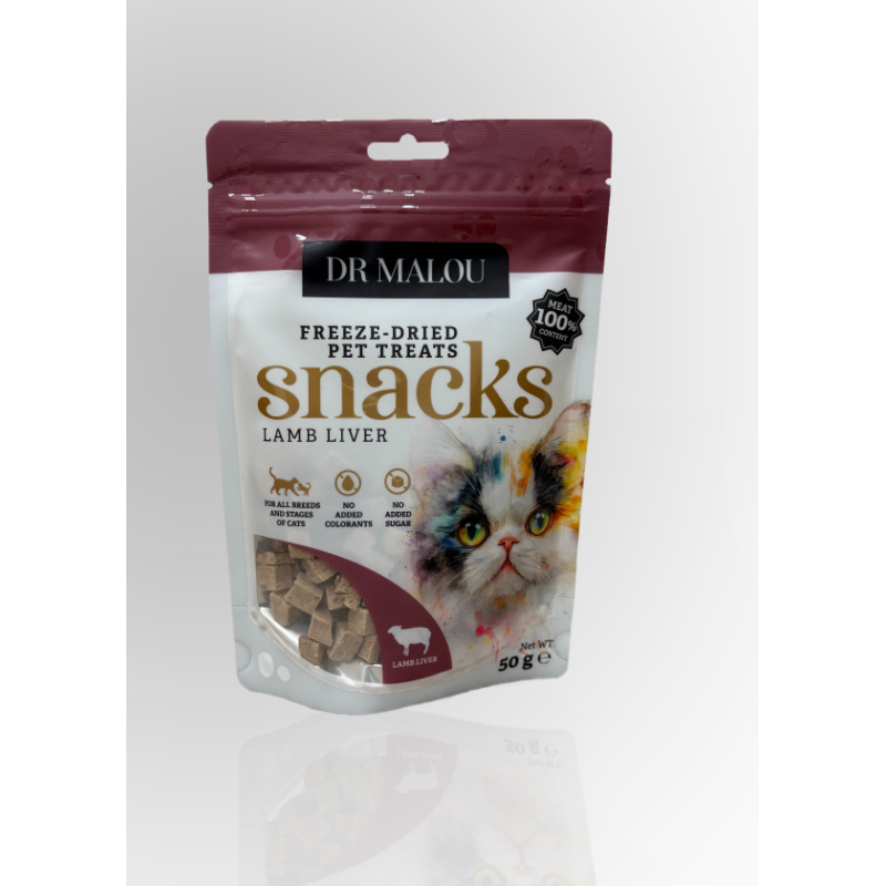 Dr Malou Liofilizowane Kostki Dla Kota Wątroba Jagnięca 50g | Dr Malou