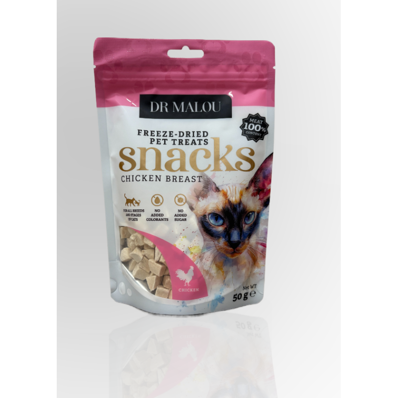 Dr Malou Liofilizowane Mięsne Kostki Dla Kota Kurczak 50g | Dr Malou