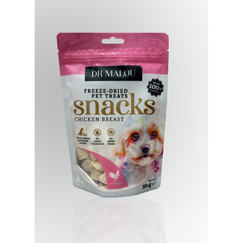 Dr Malou Liofilizowane Mięsne Kostki Dla Psa Kurczak 50g | Dr Malou