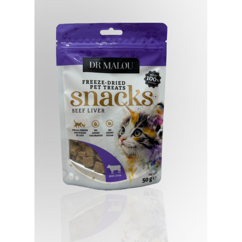 Dr Malou Mięsne Kostki Dla Kota Wątroba Wołowa 50g | Dr Malou