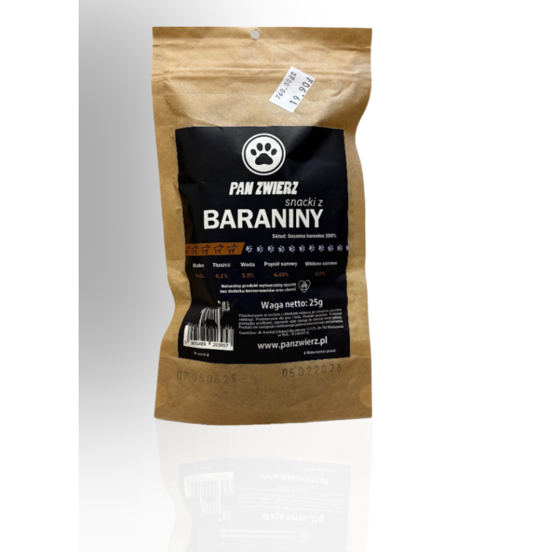 Pan Zwierz Smaczki Suszone Mięso Baranina 25g | Pan zwierz