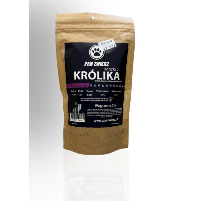Pan Zwierz Smaczki Suszone Mięso Królika 25g | Pan zwierz