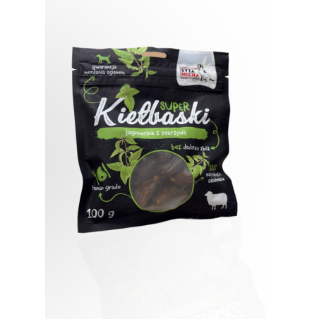 Syta Micha Super Kiełbaski JagnięcinaPokrzywa 100 g | Syta Micha