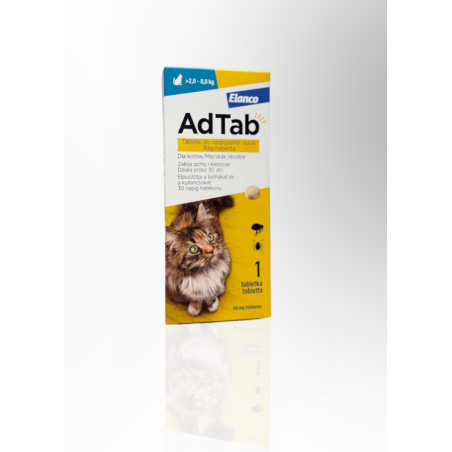 Adtab Tabletka Na Pchły I Kleszcze Dla Kota 48mg X 1 Tabletka 2,0-8,0kg | Elanco