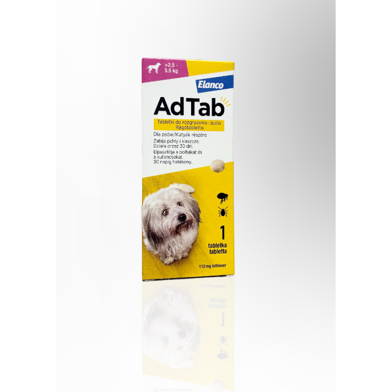 Adtab Tabletka Na Pchły I Kleszcze Dla Psa 112mg X 1 Tabletka 2,5-5,5kg | Elanco