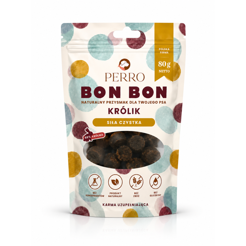 Perro Bon Bon Siła Czystka Królik 80g | Paski mięsne