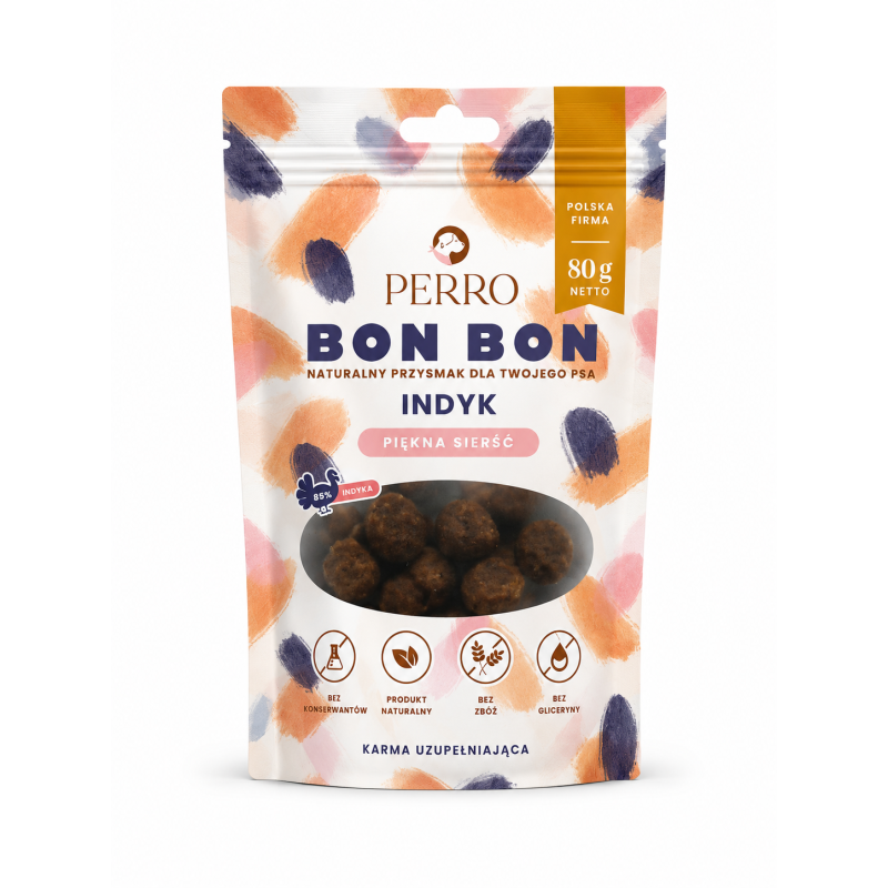 Perro Bon Bon Piękna Sierść Indyk 80g | Smaczki