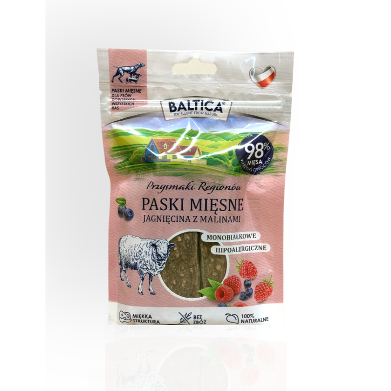 Baltica Paski Mięsne Jagnięcina z Malinami 90g | przysmaki dla psa