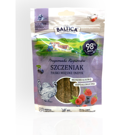 Baltica Paski Mięsne dla Szczeniąt Indyk z Maliną 90g | przysmaki dla psa