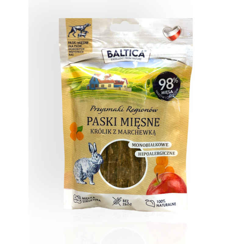 Baltica Paski Mięsne Królik z Marchewką 90g | przysmaki dla psa