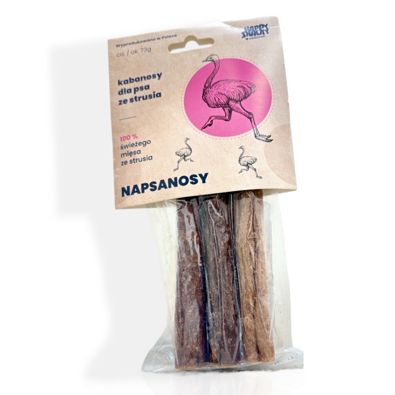 Happy Snacky Napsanosy Struś 3szt | przysmaki dla psa