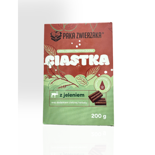 Paka Zwierzaka Rzemieślnicze Ciastka z Jeleniem i Zieloną Herbatą 200g | przysmaki dla psa