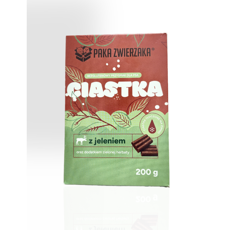 Paka Zwierzaka Rzemieślnicze Ciastka z Jeleniem i Zieloną Herbatą 200g | przysmaki dla psa