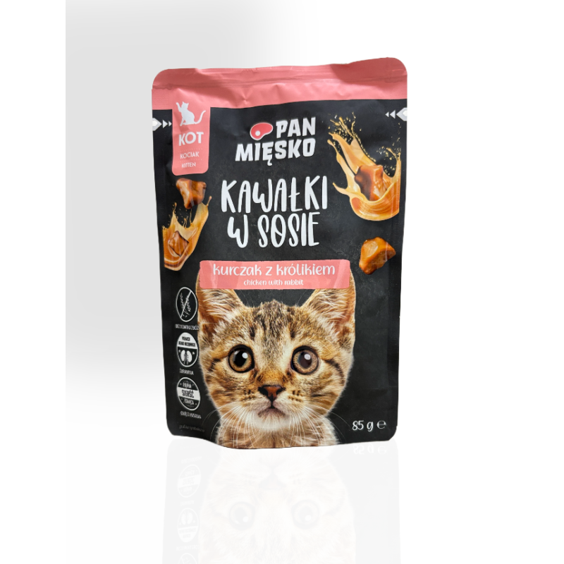 Pan Mięsko Mokra Karma dla Kociąt Kurczak z Królikiem 85g | mokra karma dla kota
