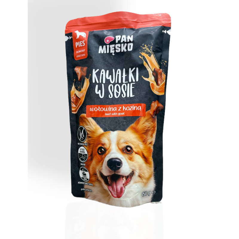 Pan Mięsko Mokra Karma dla Psa Wołowina z Koziną 150g | mokra karma dla psa
