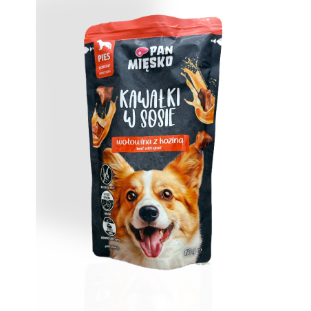 Pan Mięsko Mokra Karma dla Psa Wołowina z Koziną 150g | mokra karma dla psa