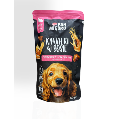 Pan Mięsko Mokra Karma dla Psa Kawałki w Sosie Cielęcina z Przepiórką 150g | mokra karma dla psa