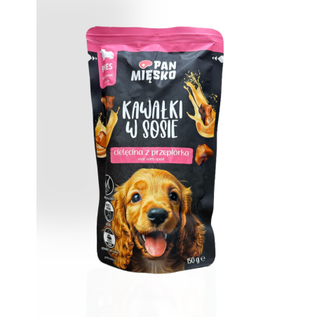 Pan Mięsko Mokra Karma dla Psa Kawałki w Sosie Cielęcina z Przepiórką 150g | mokra karma dla psa