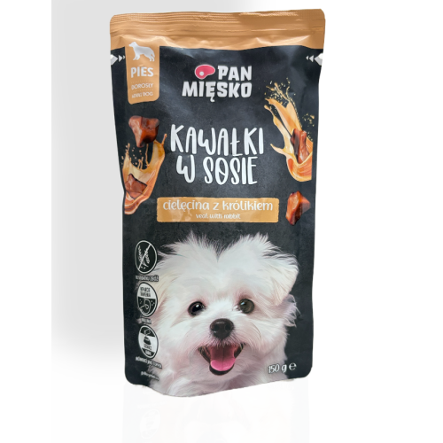 Pan Mięsko Mokra Karma dla Psa Cielęcina z Królikiem 150g | mokra karma dla psa