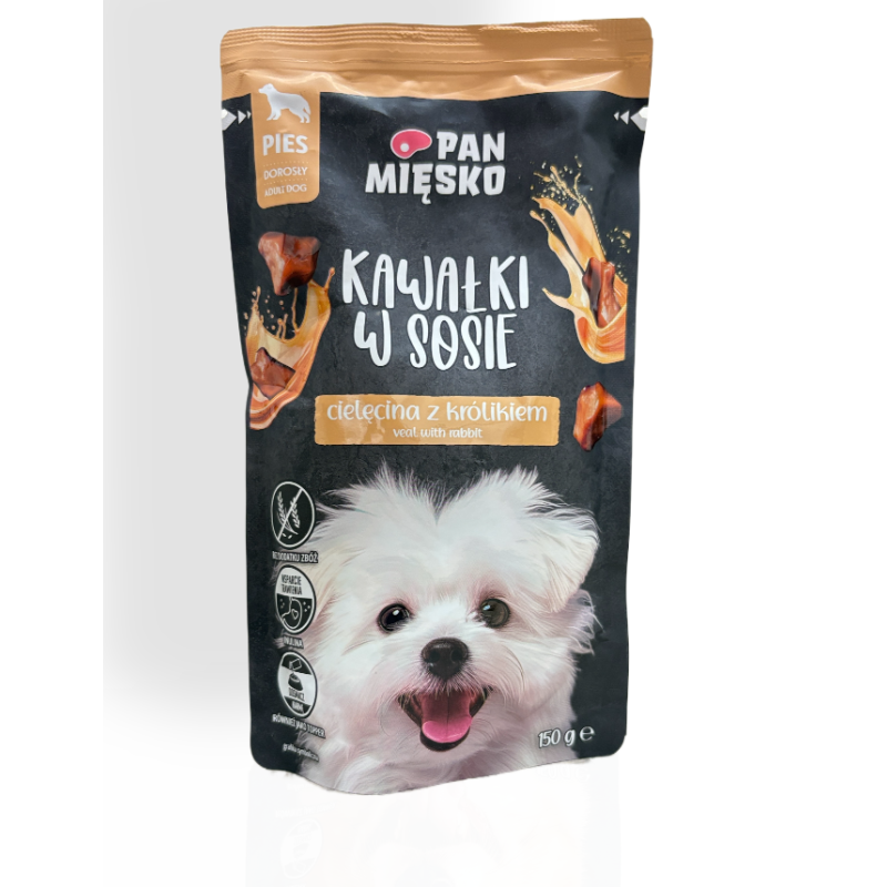 Pan Mięsko Mokra Karma dla Psa Cielęcina z Królikiem 150g | mokra karma dla psa