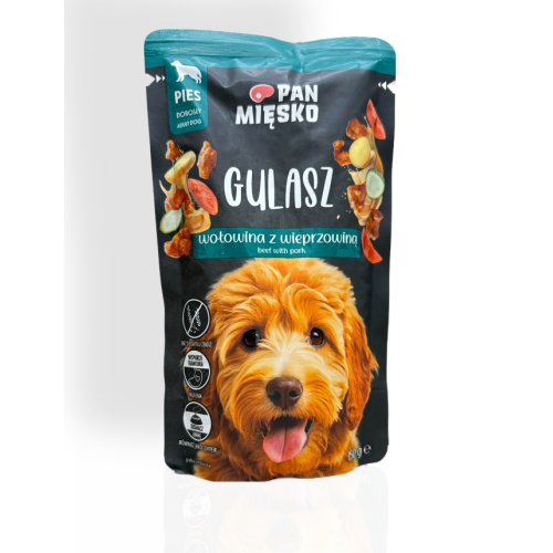 Pan Mięsko Mokra Karma dla Psa Gulasz Wołowy z Wieprzowiną 150g | mokra karma dla psa