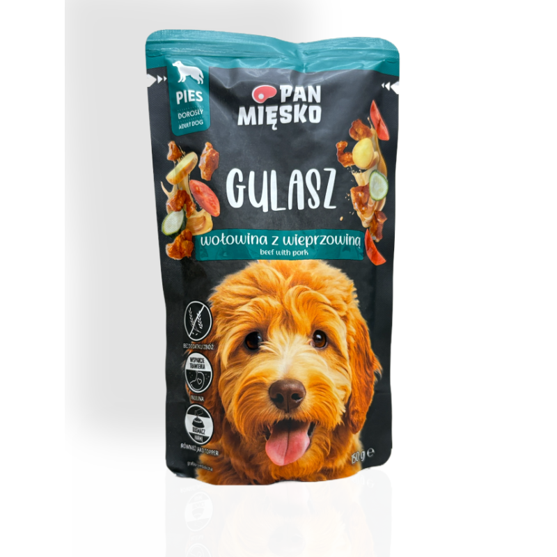 Pan Mięsko Mokra Karma dla Psa Gulasz Wołowy z Wieprzowiną 150g | mokra karma dla psa