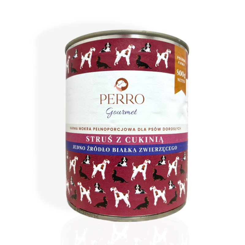 Perro Karma Mokra Struś z Cukinią 800g | mokra karma dla psa