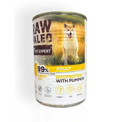 Raw Paleo Duo Protein Mokra Karma dla Psa z Indykiem i Dorszem 400g | mokra karma dla psa