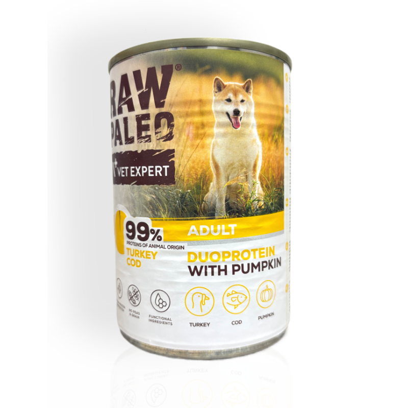 Raw Paleo Duo Protein Mokra Karma dla Psa z Indykiem i Dorszem 400g | mokra karma dla psa