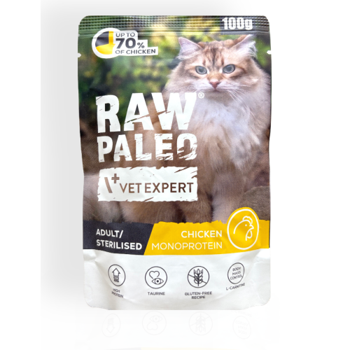 Raw Paleo Adult/Sterilised Mokra Karma dla Kota z Kurczakiem 100g | mokra karma dla kota