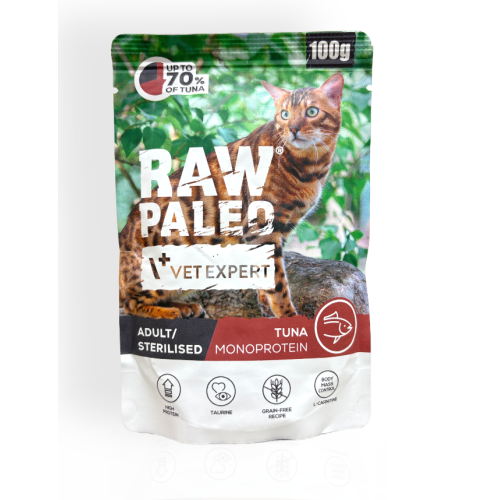 Raw Paleo Adult/Sterilised Mokra Karma dla Kota z Tuńczykiem 100g | mokra karma dla kota